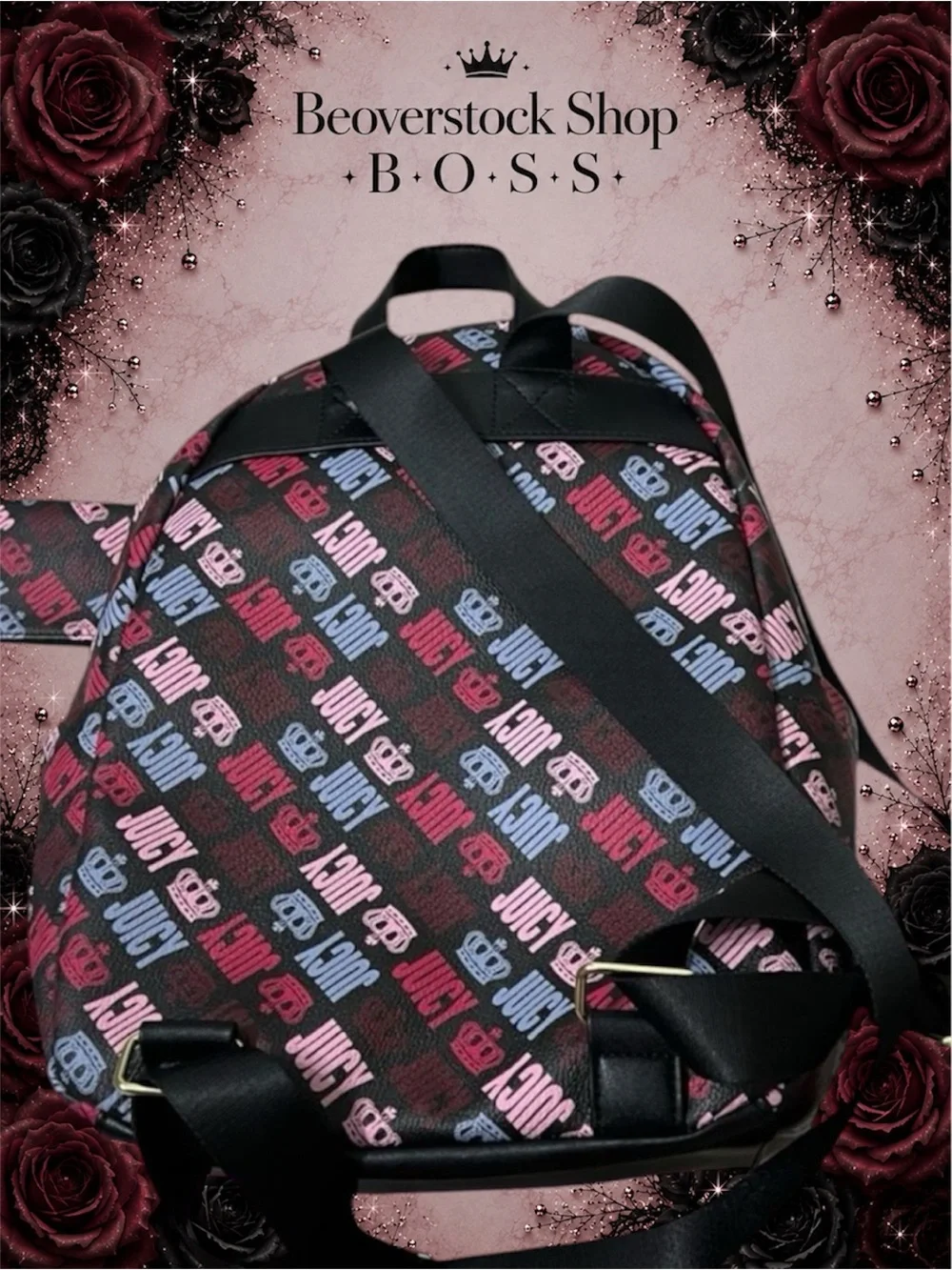 New NWT Juicy Couture Logo design Royal Sports Backpack Book bag with coin pouch